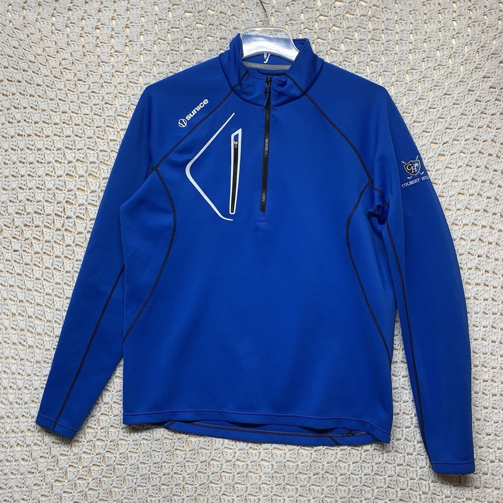 Sunice Allendale Golf Pullover Sweater Men's L Blue Super‎ Lite FX 1/4 Zip Sport